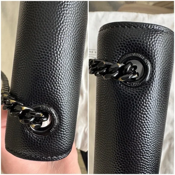 Saint Laurent YSL Medium Grain De Poudre Embossed Leather Black Shoulder Bag - Picture 5 of 16